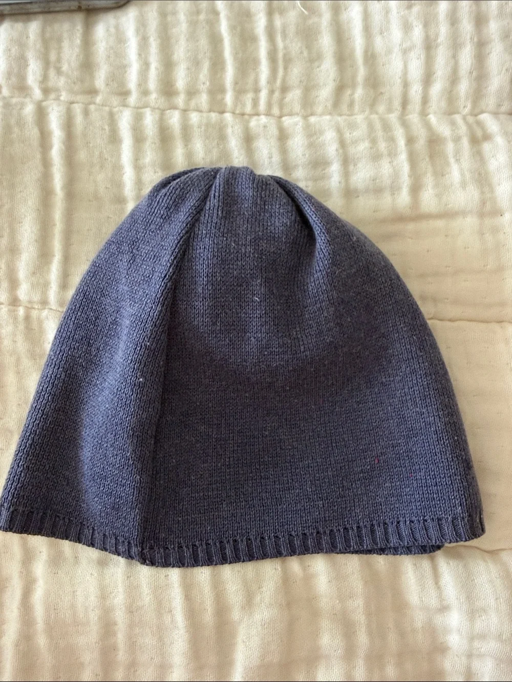 Fendi Kids Navy Blue Knit Beanie with Light Gray Logo One Size fits up to 5T